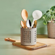 Suport Uscător Tac&acirc;muri, Model Rotund, Plastic, Culoare Alb sau Gri, Dimensiuni 11.5x13cm