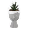 Ghiveci Decorativ, Model Față, Ceramică, Plantă Artificială, Gri, 7.8x18cm, Oem