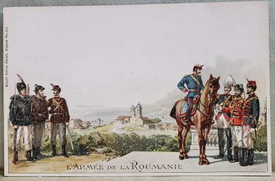 &amp;#039;&amp;#039; L &amp;#039;ARMEE DE LA ROUMANIE &amp;#039;&amp;#039; : SOLDATI SI OFITERI AI ARMATEI ROMANE IN UNIFORME ALE DIFERITELOR ARME , CARTE POSTALA ILUSTRATA CLASICA, CROMOLITOGRA foto