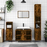 VidaXL Dulap de baie, stejar afumat, 30x30x100 cm, lemn prelucrat