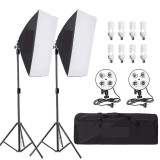 Kit Lumina Continua ,LED softbox studio foto-video, 8 Becuri Fluorescente 45w/ 5500K, Geanta Transport, Set Profesional pentru Sedinta Foto