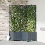 VidaXL Ghiveci de grădină cu grătar 3 pcs Gri deschis 80x80x143 cm