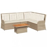 Set mobilier de gradina cu perne, 5 piese, bej, poliratan