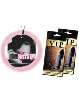 Set cadou Husa roz din plus si odorizant auto Caribi foto