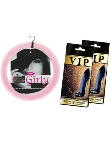 Set cadou Husa roz din plus si odorizant auto Caribi