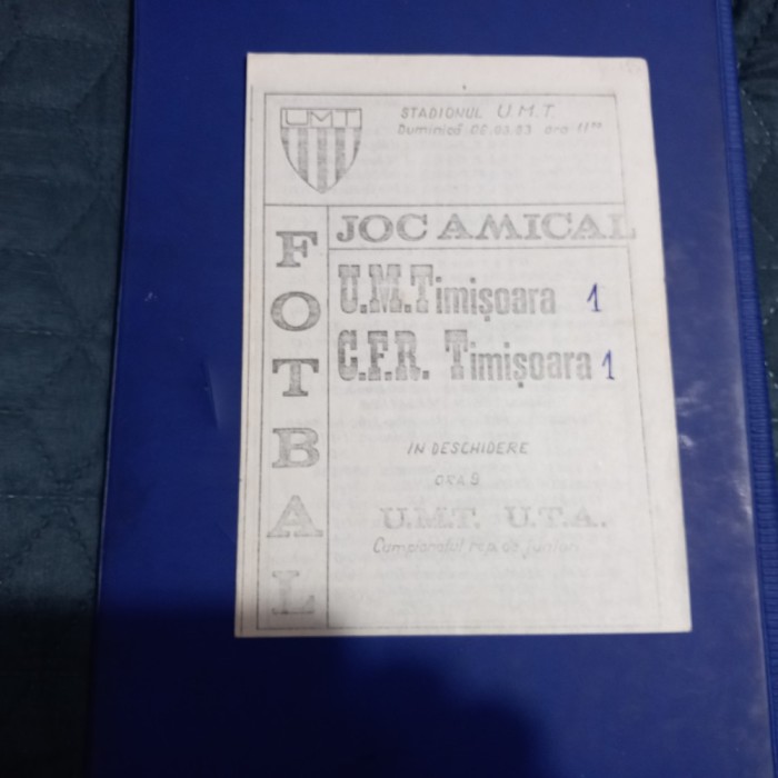 Program U M Timisoara - CFR Timisoara