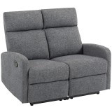HOMCOM Sofa cu 2 locuri, spătare reglabile individual, suport de picioare, material textil, oțel, Gri | Aosom Romania