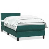 Cumpara ieftin Pat box spring cu saltea, verde inchis, 80x220 cm, catifea