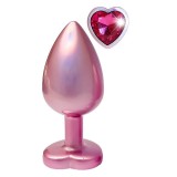 Plug anal DREAMTOYS Pearl Pink Plug, cu bază &icirc;n formă de inimă, lungime 9.5 cm, diametru 4.3 cm, roz, mărime L
