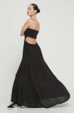 Rip Curl rochie din bumbac culoarea negru, maxi, evazată