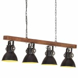 Cumpara ieftin Lampa suspendata industriala, negru, lemn de mango, E27