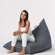 Fotoliu puf, Bean Bag Ferndale, Pyramid Bed, 145 cm, poliester impermeabil, gri fumuriu