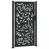 Cumpara ieftin Poarta de gradina neagra 105x180 cm, otel, design cu flacara