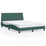 Cadru de pat fara saltea, Hanko, verde inchis, 140x200 cm, catifea