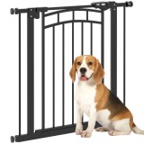 PawHut Barieră de siguranță pentru c&acirc;ine barieră de scări extensibilă dublă blocare 74-80 x 76 cm negru | Aosom Romania