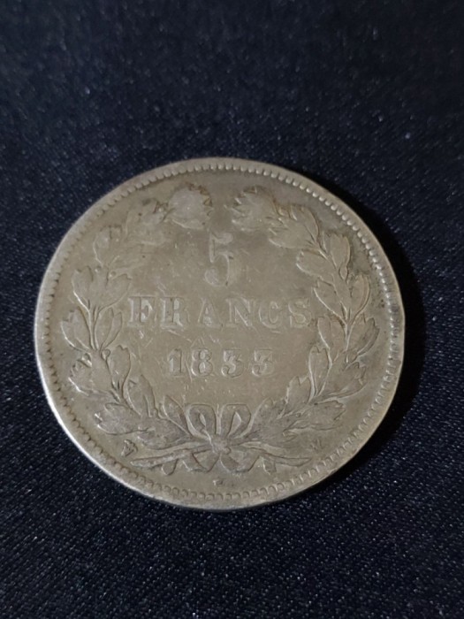 Franța 1833 W - 5 Franci - Monedă de argint