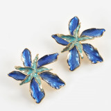 Cercei metalici flori albastre