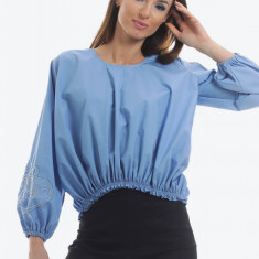 Bluza norisor din bumbac cu maneci ample brodate