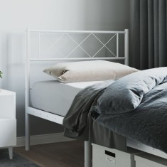 vidaXL Tăblie de pat metalică, alb, 90 cm