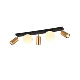 Plafoniera Klausen Spoty PL5 Urban 66cm, Design Modern Negru cu Alama, 3xGU10 si 2xE14, Corp Iluminat Interior Sofisticat pentru Living si Hol