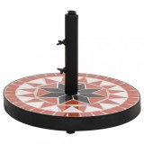Suport Umbrelă Soare vidaXL, Rotund, 12 kg, Fier/Ceramică, 40x28 cm, Cărămiziu/Alb, St&acirc;lp 22/25/32mm, Bază Stabilă, Design Elegant