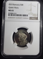 ROMANIA moneda 50 BANI 2019 regina maria necirculata UNC gradata NGC MS65