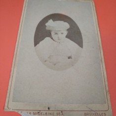 FOTO PORTRET COPIL ANII 1900 VECHI PE CARTON GROS 10 7 CM DE COLECTIE RARA!