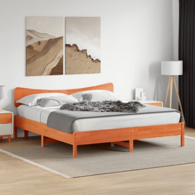 vidaXL Cadru de pat fără saltea, maro ceruit 200x200 cm lemn masiv pin 3328222 foto
