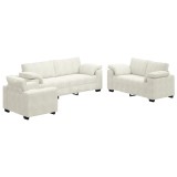 Cumpara ieftin Set de canapele cu perne, 3 piese, crem, catifea