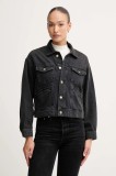 Pepe Jeans geacă jeans culoarea negru, de tranziție, oversize, PL40243329W0