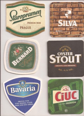 N35 - Lot 10 bucati diferite - suport pentru bere din carton / coaster foto