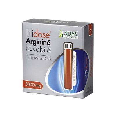 Arginina Buvabila 5000 miligrame Lilidose 10 monodoze x 25 mililitri Adya Green Pharma foto