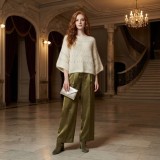 Bluza eleganta, cu insertii din matase - handmade - mohair / matase - L / XL