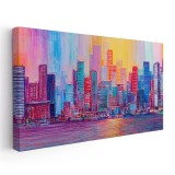 Tablou pictura cladiri moderne multicolor 2081 Tablou canvas pe panza CU RAMA 70x140 cm