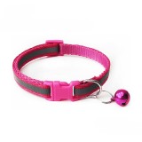 Zgarda ajustabila cu clopotel pentru caini si pisici, 18-32cm/1cm, reflectorizanta, Roz, Ropet