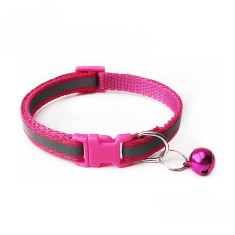 Zgarda ajustabila cu clopotel pentru caini si pisici, 18-32cm/1cm, reflectorizanta, Roz, Ropet