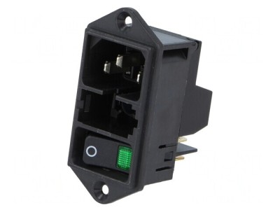 Conector Alimentare AC Soclu Tată 10A 250V IEC 60320 foto