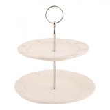 Platou ceramica crem 2 etaje Elegance &Oslash; 21 cm x 23 h
