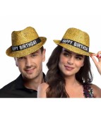 Palarie Happy Birthday Aurie cu Sclipici Marime Universala