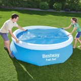 Prelata Solara Piscina Bestway Flowclear 305cm Albastra - Incalzire Apa, Protectie Impuritati, Reducere Evaporare