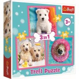 Puzzle Trefl 3 in 1, Catelusi la baita