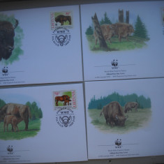 HOPCT PLIC S FDC 1850 LITUANIA SET 4 FDC ZIMBRU-BIZONUL EUROPEAN 1998-WWF