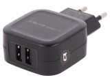 &Icirc;ncărcător USB Dual 5V 2,4A 12W, QOLTEC