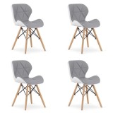 Cumpara ieftin Set 4 scaune stil scandinav, Artool, Lago, piele ecologica, lemn, gri si alb, 47x52x73 cm