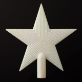 V&acirc;rf Brad Crăciun, Stea Albă, Irizat Glitter, 22cm, Plastic, Oem