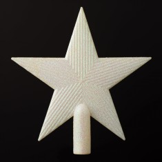V&acirc;rf Brad Crăciun, Stea Albă, Irizat Glitter, 22cm, Plastic