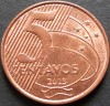 Moneda 5 CENTAVOS - BRAZILIA, anul 2013 *cod 3720 B = UNC, America Centrala si de Sud