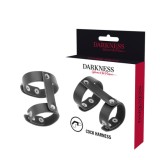 DARKNESS - LEATHER ADJUSTABLE PENIS AND TESTICLE RING, DARKNESS BONDAGE