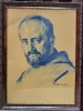 Tache Soroceanu: Portret Preot Dominic Neculaes, Pastel/Hartie 35x50cm, Certificat Autenticitate