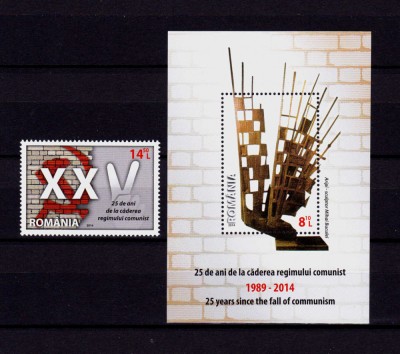 ✅RO 2014 ,LP 2048+a &amp;quot;25 ani caderea regimului comunist&amp;quot;- serie+colita 610 ,MNH foto